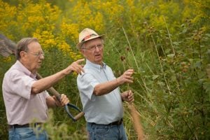 Two residents enjoying a walk in nature.