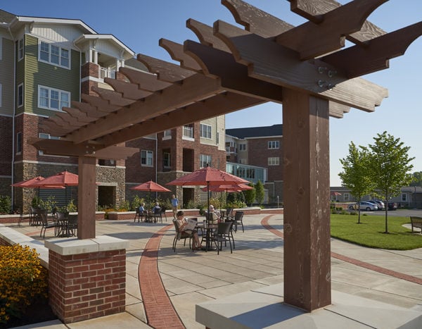 Residents seated outdoors