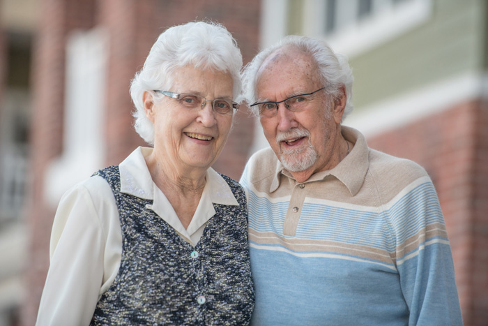 A senior couple outdoors