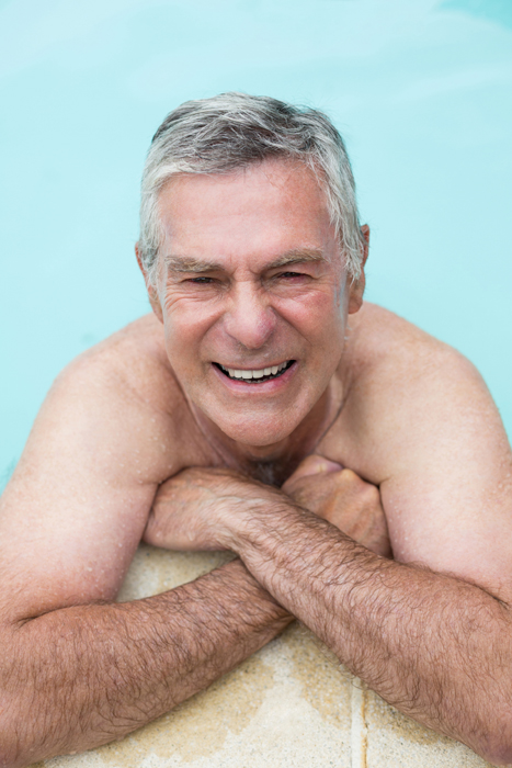 A man in a swimming pool.