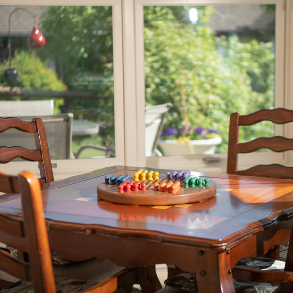 Table with game on top