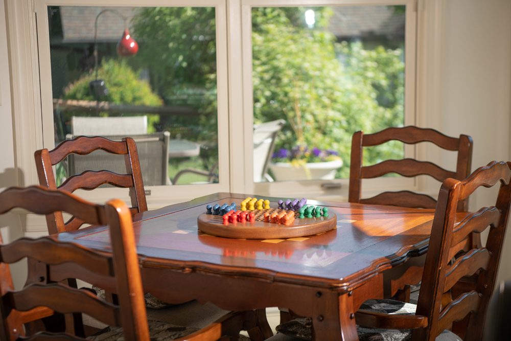 Table with game on top