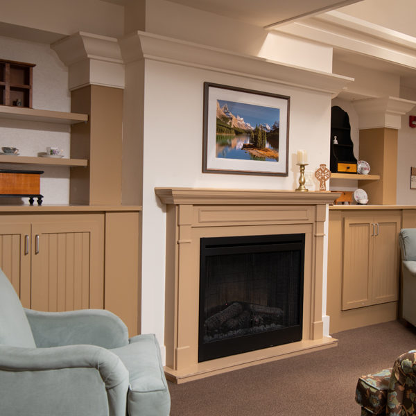 Fireplace and sitting area