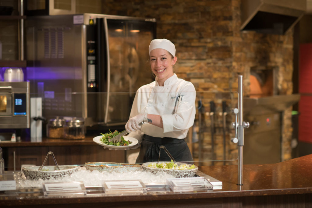 Server plating food