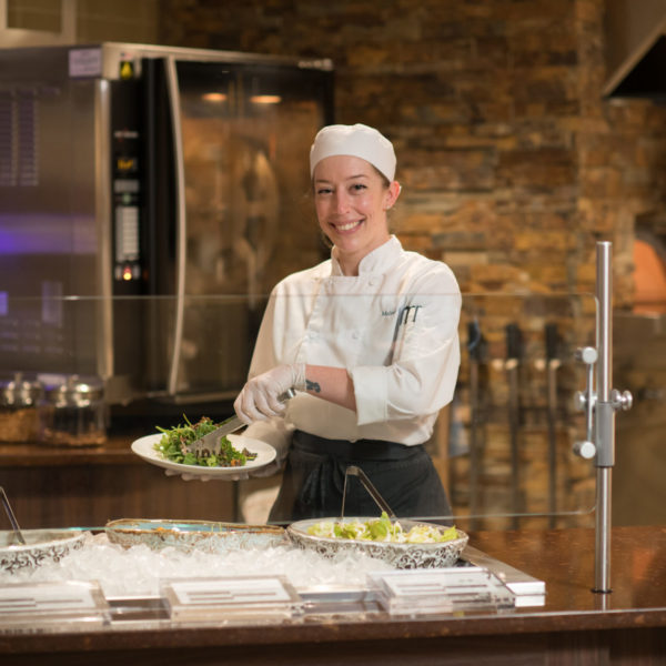 Server plating food