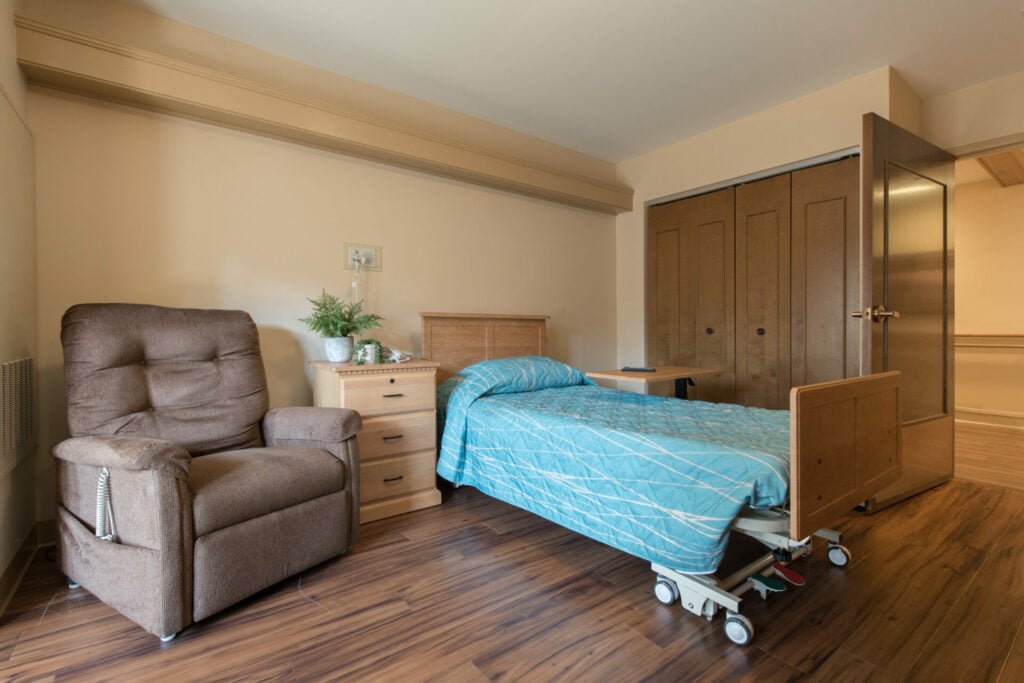 Private room in Landis Homes assisted living and nursing care facility.