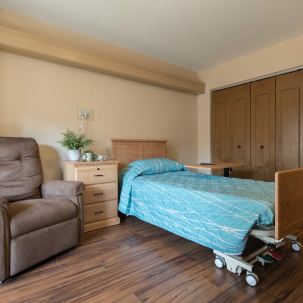 Private room in Landis Homes assisted living and nursing care facility.