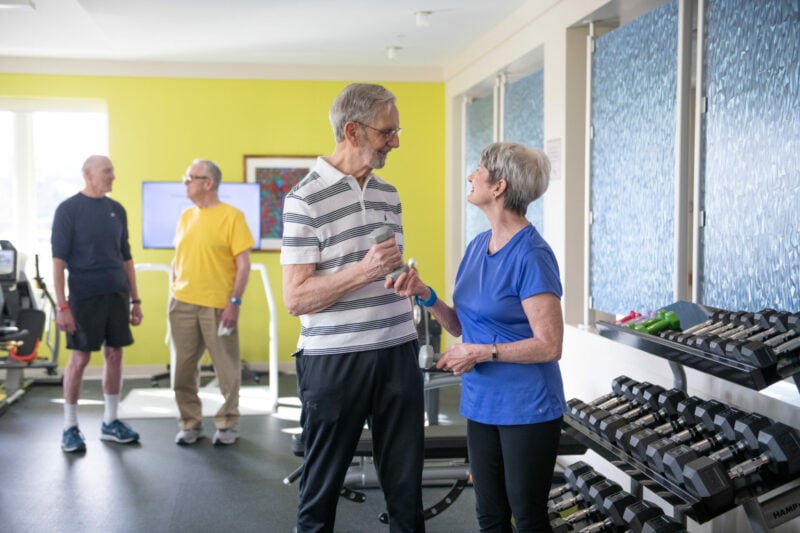 Residents at the gym.