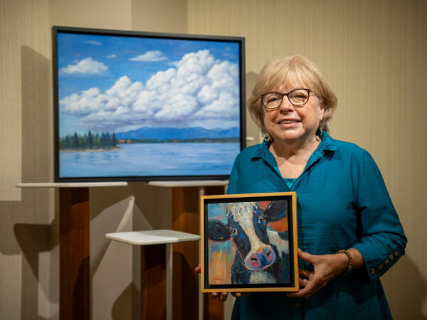 Carol H. Dale exhibiting art.