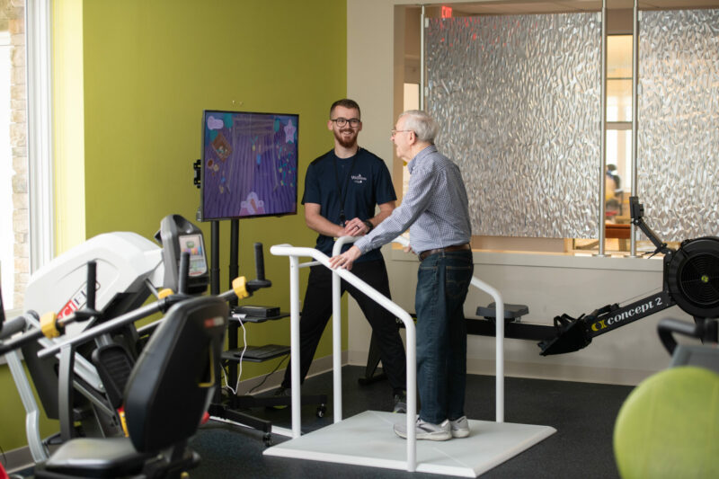 Resident receiving physical therapy.